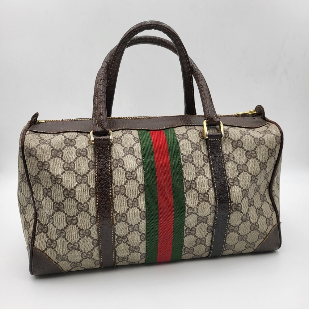 Gucci Vintage GG Supreme Sherry Line Boston 35 Bag..Auth.